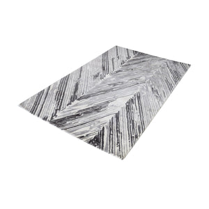 Rhythm Handwoven Printed Wool Rug in Grey and White 8905-061 Elk Home