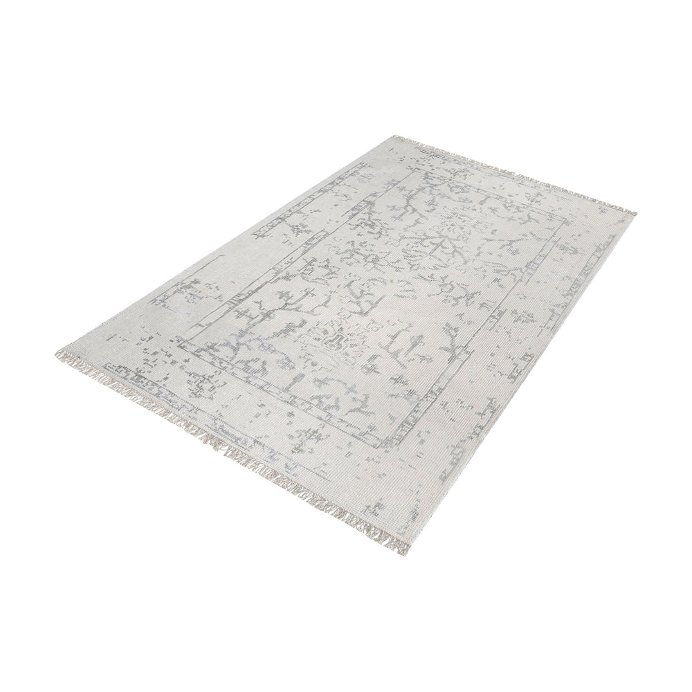 Belleville Hand-Knotted Wool & Bamboo Viscose Area Rug - Luxurious Ivory & Silver Transitional Style