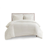 Beautyrest Apollo Casual 3 Piece Striped Seersucker Oversized Duvet Cover Set Ivory King/Cal BR12-3843