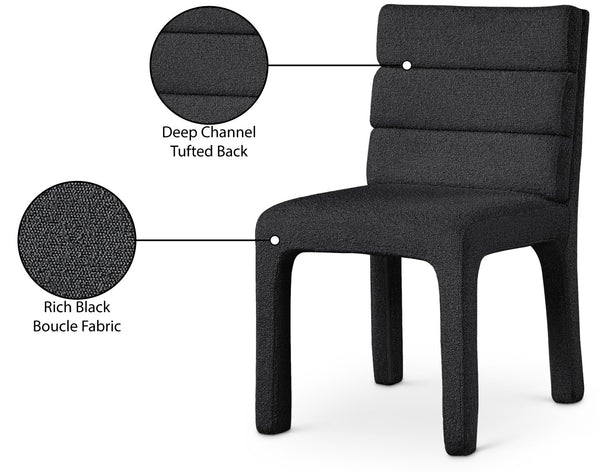 Kai Boucle Fabric / Metal / Plywood / Foam Contemporary Black Boucle Fabric Dining Chair - 19" W x 23" D x 34" H