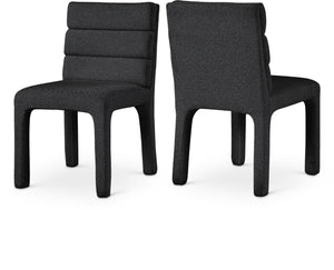 Kai Boucle Fabric / Metal / Plywood / Foam Contemporary Black Boucle Fabric Dining Chair - 19" W x 23" D x 34" H