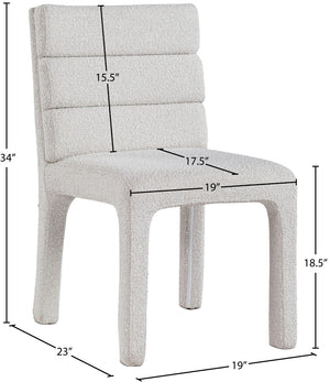 Kai Boucle Fabric / Metal / Plywood / Foam Contemporary Cream Boucle Fabric Dining Chair - 19" W x 23" D x 34" H