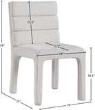 Kai Boucle Fabric / Metal / Plywood / Foam Contemporary Cream Boucle Fabric Dining Chair - 19" W x 23" D x 34" H