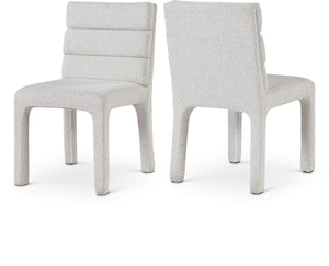 Kai Boucle Fabric / Metal / Plywood / Foam Contemporary Cream Boucle Fabric Dining Chair - 19" W x 23" D x 34" H