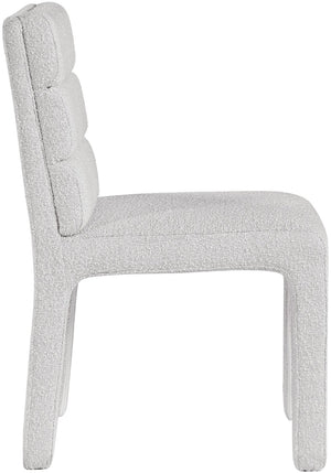 Kai Boucle Fabric / Metal / Plywood / Foam Contemporary Cream Boucle Fabric Dining Chair - 19" W x 23" D x 34" H