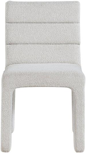 Kai Boucle Fabric / Metal / Plywood / Foam Contemporary Cream Boucle Fabric Dining Chair - 19" W x 23" D x 34" H