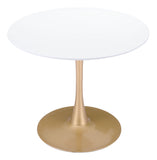 Zuo Modern Opus MDF, Steel Modern Commercial Grade Dining Table White, Gold MDF, Steel