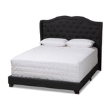 Baxton Studio Aden Modern and Contemporary Charcoal Grey Fabric Upholstered Queen Size Bed