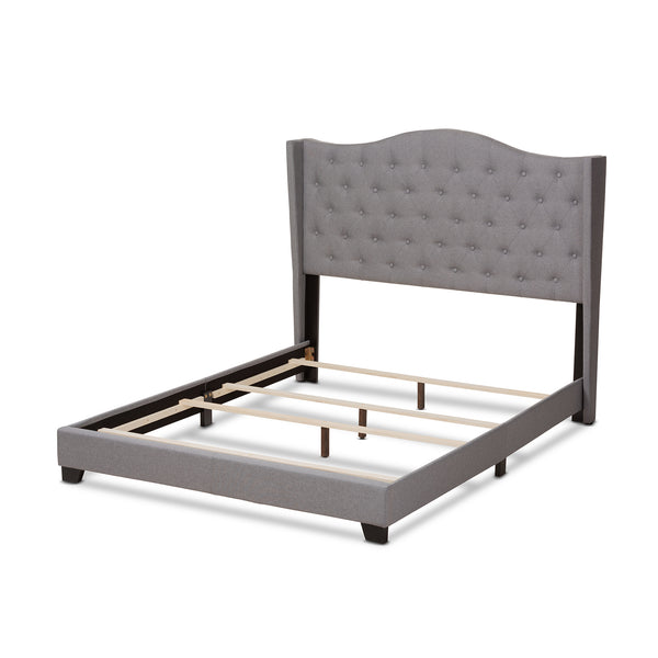 Baxton Studio Alesha Modern and Contemporary Grey Fabric Upholstered King Size Bed