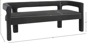 Athena Velvet / Engineered Wood / Foam Contemporary Black Velvet Bench - 66.5" W x 21" D x 27" H