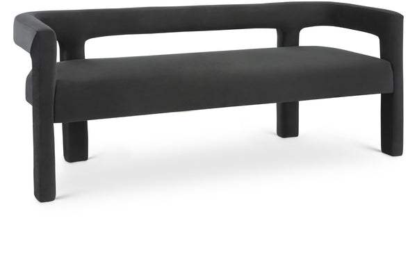 Athena Velvet / Engineered Wood / Foam Contemporary Black Velvet Bench - 66.5" W x 21" D x 27" H