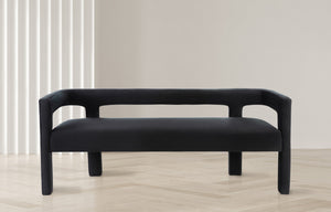 Athena Velvet / Engineered Wood / Foam Contemporary Black Velvet Bench - 66.5" W x 21" D x 27" H