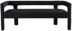 Athena Velvet / Engineered Wood / Foam Contemporary Black Velvet Bench - 66.5" W x 21" D x 27" H