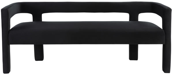 Athena Velvet / Engineered Wood / Foam Contemporary Black Velvet Bench - 66.5" W x 21" D x 27" H