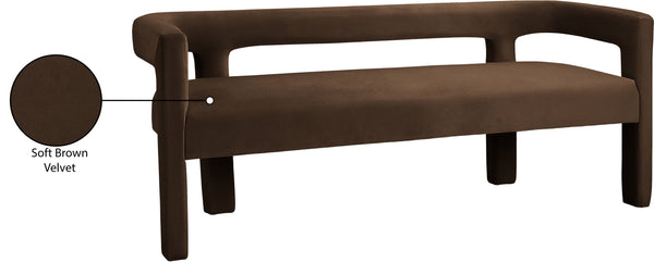 Athena Velvet / Engineered Wood / Foam Contemporary Brown Velvet Bench - 66.5" W x 21" D x 27" H