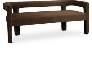 Athena Velvet / Engineered Wood / Foam Contemporary Brown Velvet Bench - 66.5" W x 21" D x 27" H