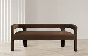Athena Velvet / Engineered Wood / Foam Contemporary Brown Velvet Bench - 66.5" W x 21" D x 27" H