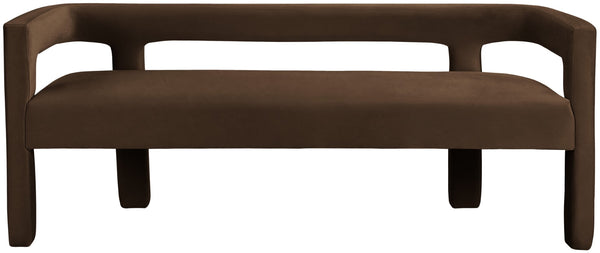 Athena Velvet / Engineered Wood / Foam Contemporary Brown Velvet Bench - 66.5" W x 21" D x 27" H
