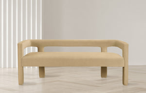 Athena Velvet / Engineered Wood / Foam Contemporary Camel Velvet Bench - 66.5" W x 21" D x 27" H