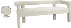 Athena Velvet / Engineered Wood / Foam Contemporary Cream Velvet Bench - 66.5" W x 21" D x 27" H