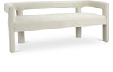 Athena Velvet / Engineered Wood / Foam Contemporary Cream Velvet Bench - 66.5" W x 21" D x 27" H