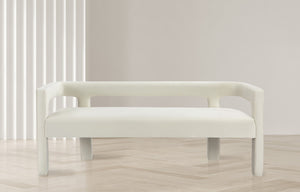 Athena Velvet / Engineered Wood / Foam Contemporary Cream Velvet Bench - 66.5" W x 21" D x 27" H
