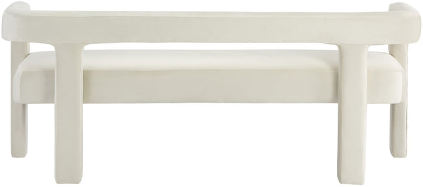 Athena Velvet / Engineered Wood / Foam Contemporary Cream Velvet Bench - 66.5" W x 21" D x 27" H
