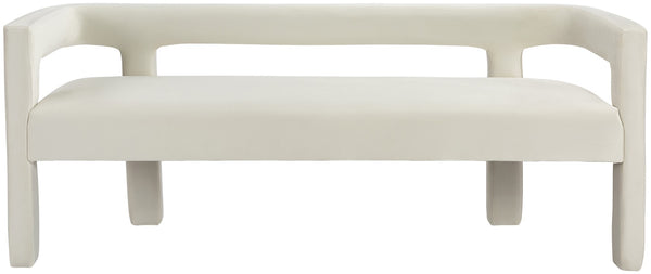 Athena Velvet / Engineered Wood / Foam Contemporary Cream Velvet Bench - 66.5" W x 21" D x 27" H