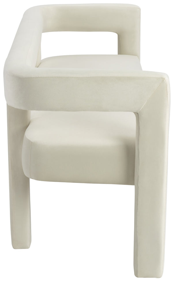 Athena Velvet / Engineered Wood / Foam Contemporary Cream Velvet Bench - 66.5" W x 21" D x 27" H