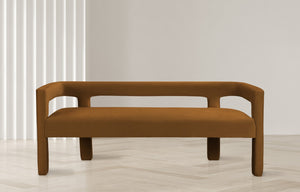 Athena Velvet / Engineered Wood / Foam Contemporary Saddle  Velvet Bench - 66.5" W x 21" D x 27" H