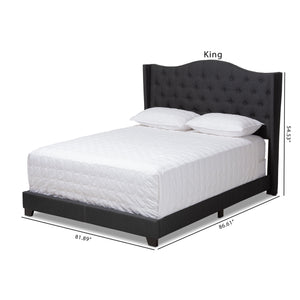 Baxton Studio Alesha Modern and Contemporary Charcoal Grey Fabric Upholstered King Size Bed
