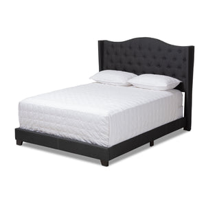 Baxton Studio Alesha Modern and Contemporary Charcoal Grey Fabric Upholstered Queen Size Bed