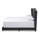 Baxton Studio Alesha Modern and Contemporary Charcoal Grey Fabric Upholstered King Size Bed