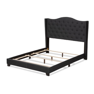 Baxton Studio Alesha Modern and Contemporary Charcoal Grey Fabric Upholstered King Size Bed