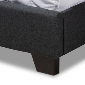 Baxton Studio Alesha Modern and Contemporary Charcoal Grey Fabric Upholstered King Size Bed
