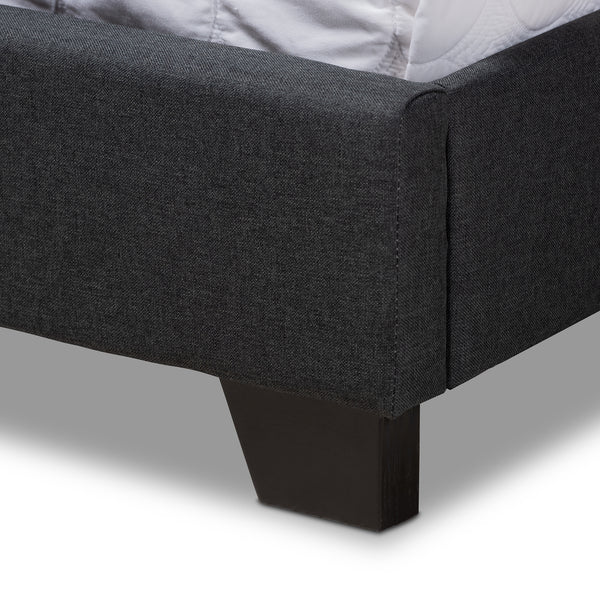 Baxton Studio Alesha Modern and Contemporary Charcoal Grey Fabric Upholstered King Size Bed