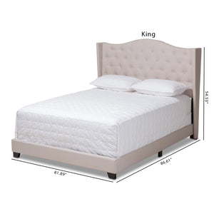 Baxton Studio Alesha Modern and Contemporary Beige Fabric Upholstered King Size Bed