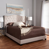 Baxton Studio Alesha Modern and Contemporary Beige Fabric Upholstered King Size Bed