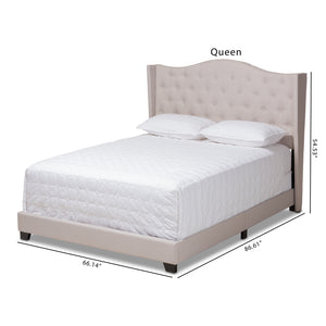 Baxton Studio Alesha Modern and Contemporary Beige Fabric Upholstered King Size Bed
