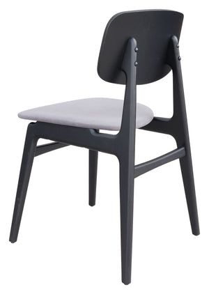 Zuo Modern Othello 100% Polyester, Rubberwood Scandinavian Commercial Grade Dining Chair Set - Set of 2 Gray, Black 100% Polyester, Rubberwood