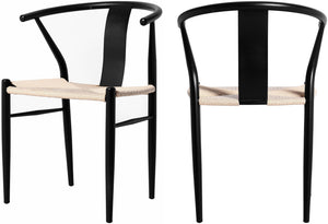 Beck Rope Fabric / Metal Mid Century Beige Hand Woven Rope Dining Chair - 21.5" W x 20" D x 30.5" H