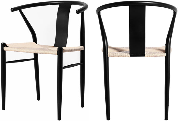 Beck Rope Fabric / Metal Mid Century Beige Hand Woven Rope Dining Chair - 21.5" W x 20" D x 30.5" H