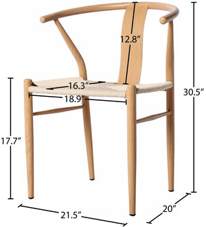 Beck Rope Fabric / Metal Mid Century Beige Hand Woven Rope Dining Chair - 21.5" W x 20" D x 30.5" H