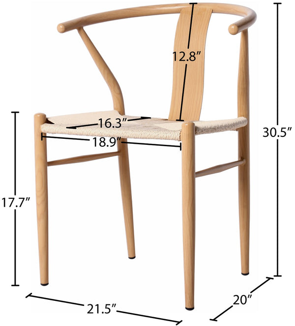 Beck Rope Fabric / Metal Mid Century Beige Hand Woven Rope Dining Chair - 21.5" W x 20" D x 30.5" H