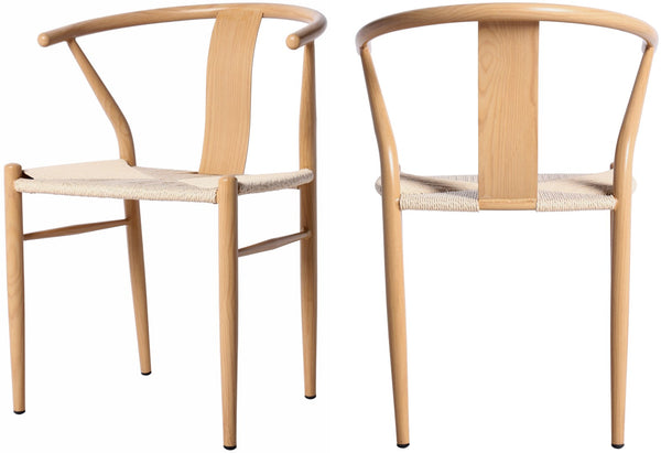 Beck Rope Fabric / Metal Mid Century Beige Hand Woven Rope Dining Chair - 21.5" W x 20" D x 30.5" H