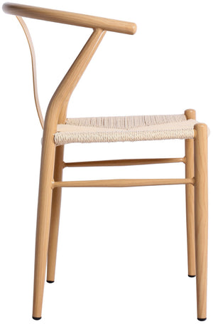 Beck Rope Fabric / Metal Mid Century Beige Hand Woven Rope Dining Chair - 21.5" W x 20" D x 30.5" H