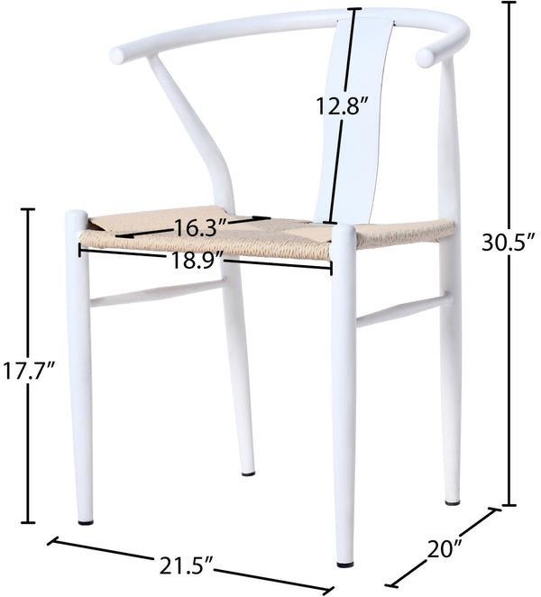 Beck Rope Fabric / Metal Mid Century Beige Hand Woven Rope Dining Chair - 21.5" W x 20" D x 30.5" H