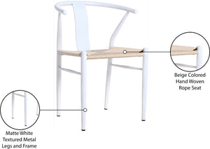 Beck Rope Fabric / Metal Mid Century Beige Hand Woven Rope Dining Chair - 21.5" W x 20" D x 30.5" H