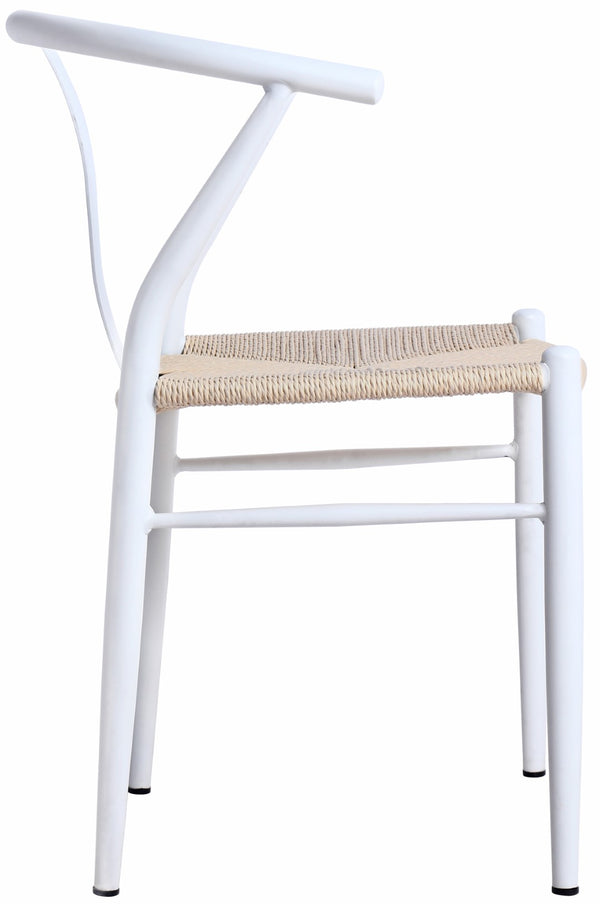 Beck Rope Fabric / Metal Mid Century Beige Hand Woven Rope Dining Chair - 21.5" W x 20" D x 30.5" H