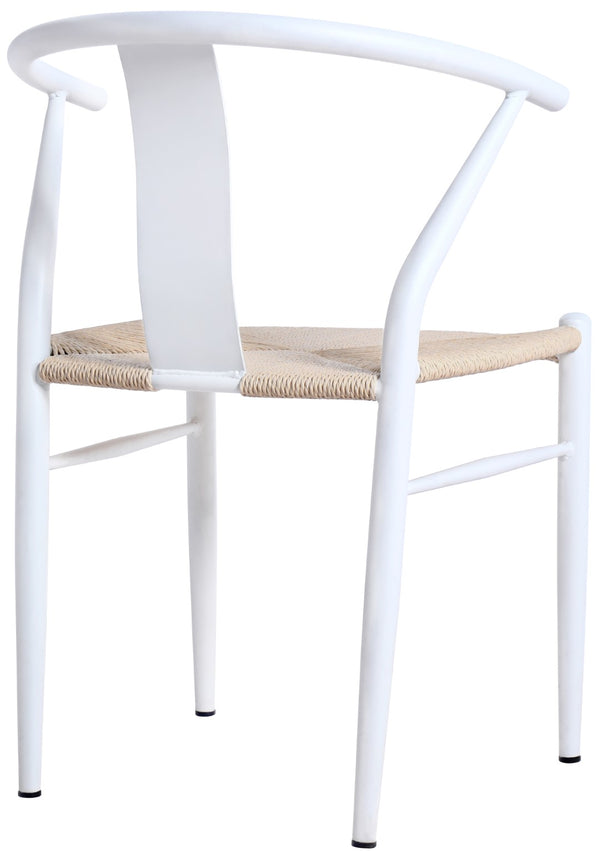 Beck Rope Fabric / Metal Mid Century Beige Hand Woven Rope Dining Chair - 21.5" W x 20" D x 30.5" H